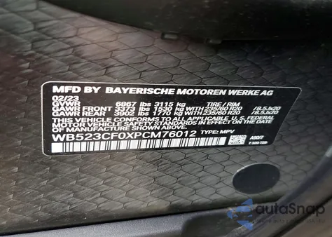 2023 BMW Ix xDrive50 z USA, uszkodzony, nr VIN WB523CF0XPCM76012